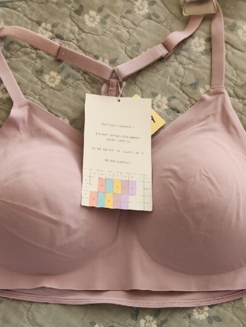 Lace-Front Light Pink Bralette with Smooth Cups